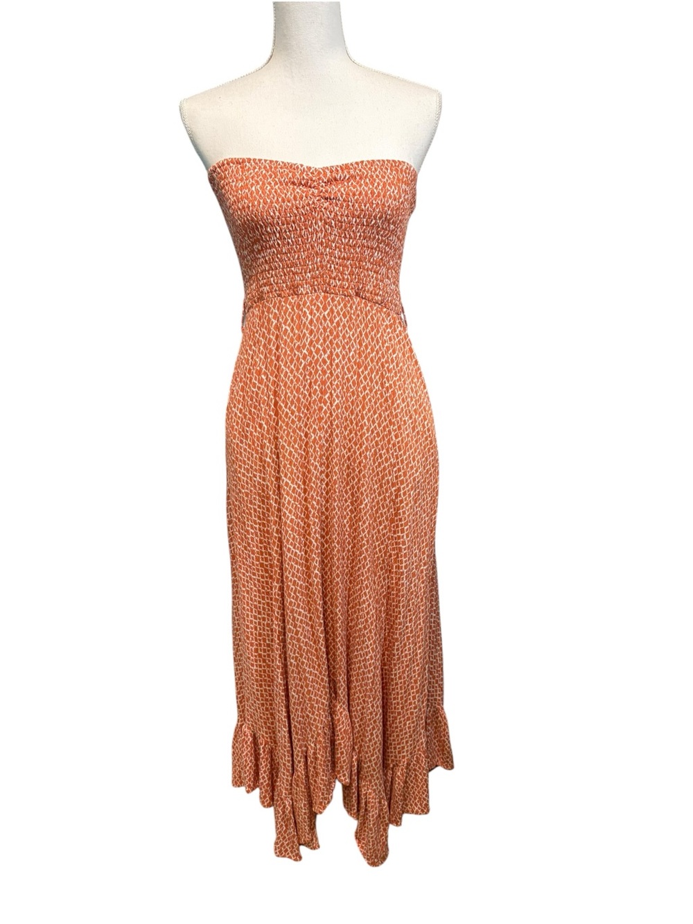Altar’d State Strapless Ruffled Maxi Dress.  Size S